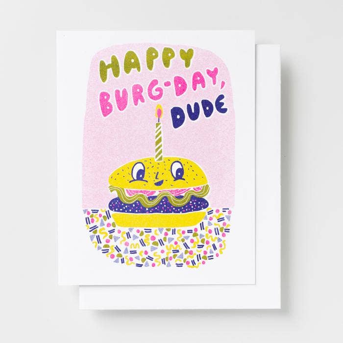 Burger Birthday Risograph Card