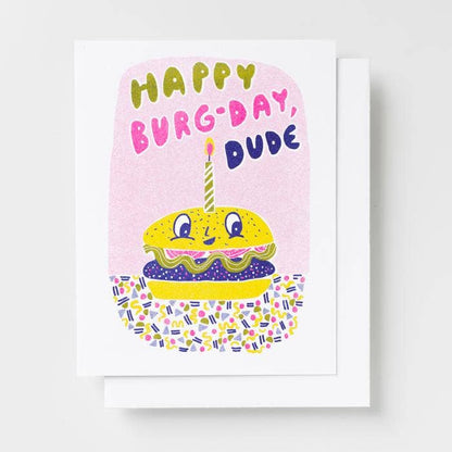 Burger Birthday Risograph Card