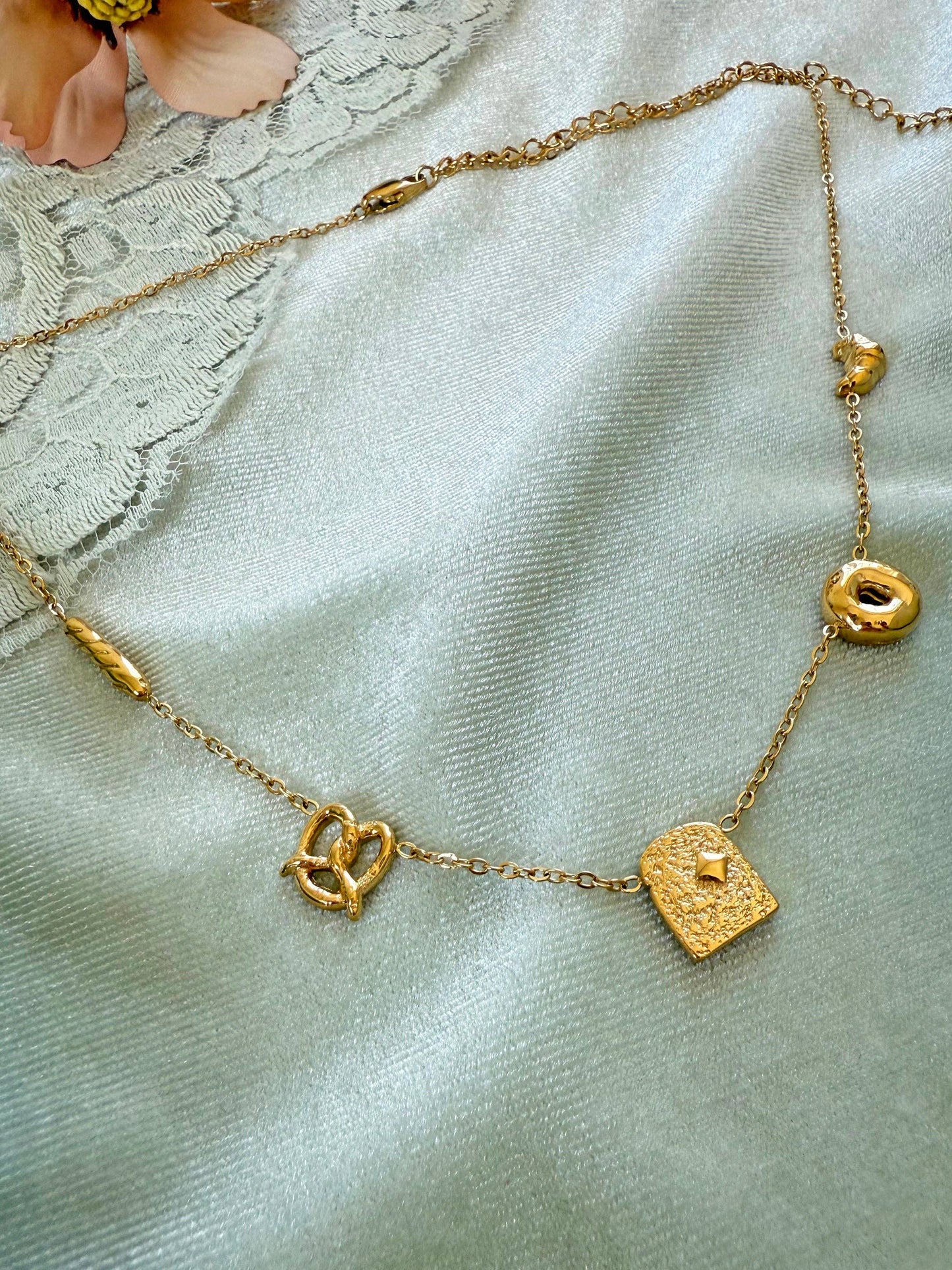 Bread Charm Necklace- Gold