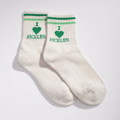 I Heart Pickles Socks: Green