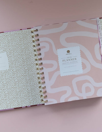 2026 Hardcover Planner, Magenta Squiggle