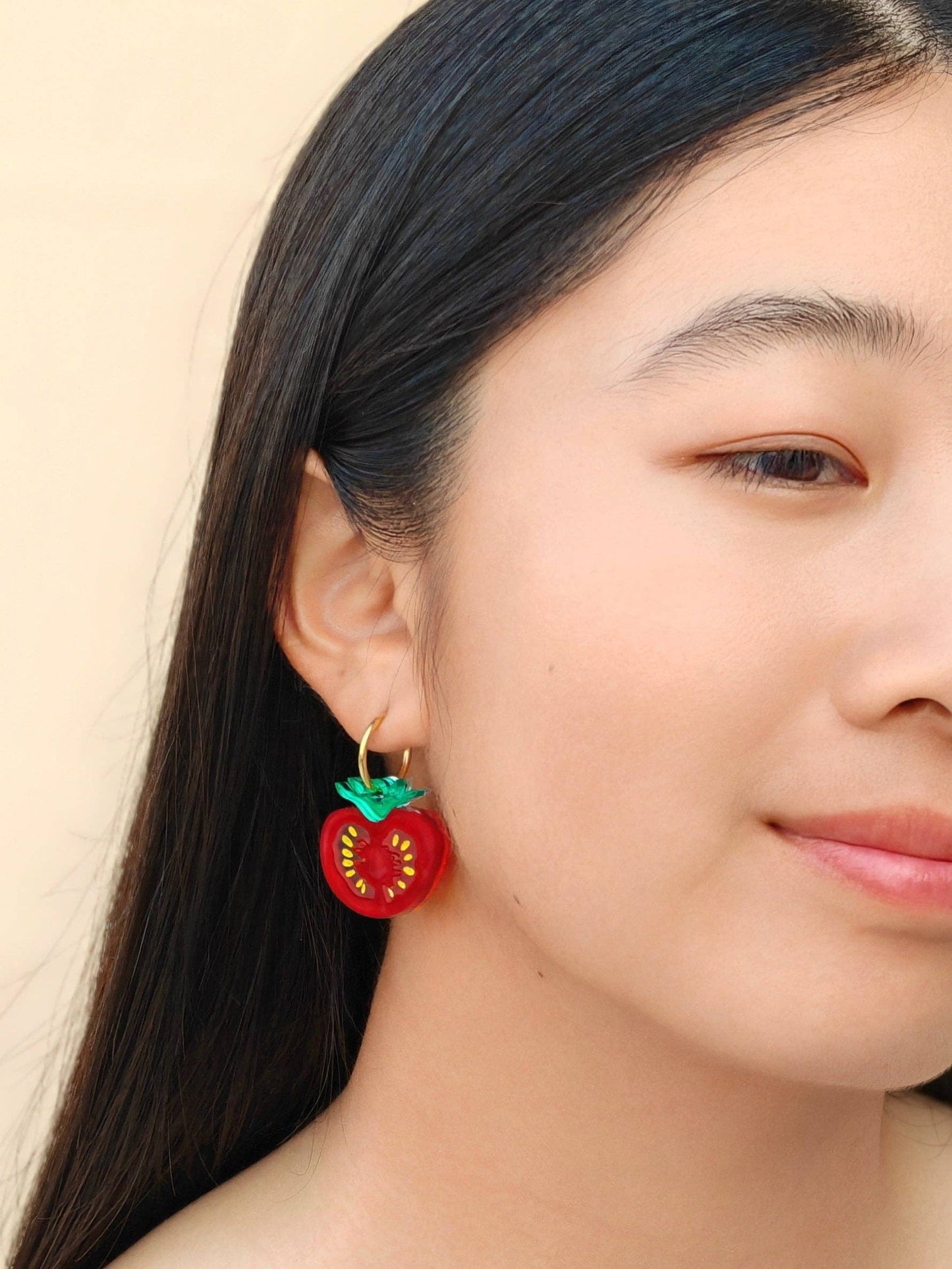 Mismatch Tomato Dangle Earrings- Sunnie Creative