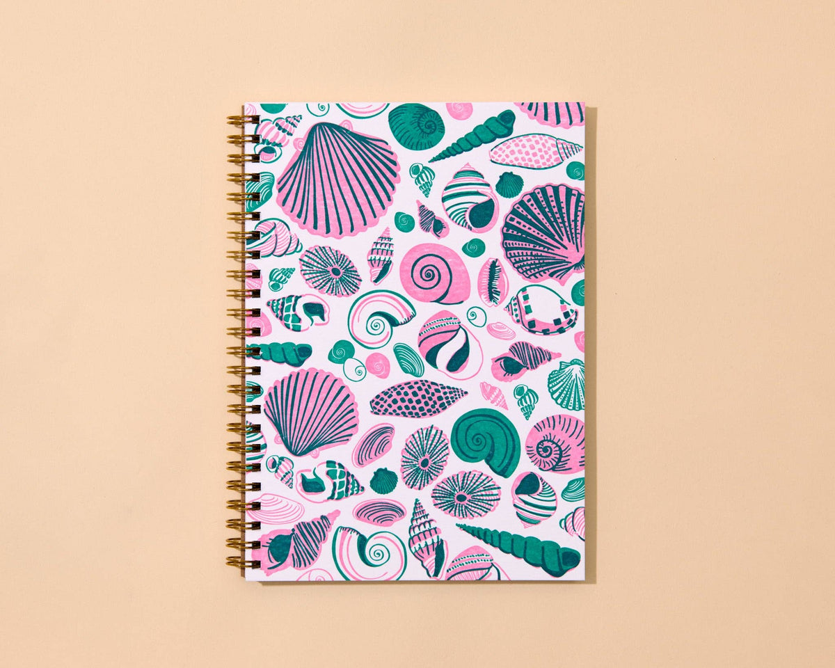 Letterpress A5 Spiral Notebook (Lined)—Seashells