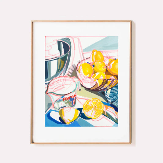 Anissa Riviere Art and Prints - "Lemons" Lemonade in a Pyrex Signed Archival Giclee Print: 8x10