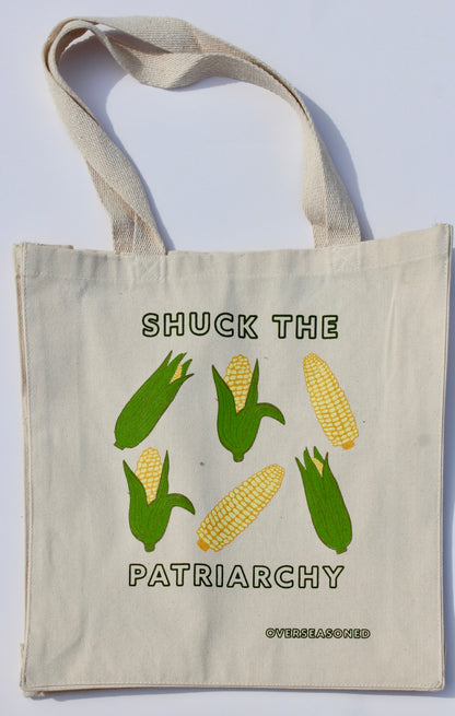 Shuck the Patriarchy Corn Tote Bag
