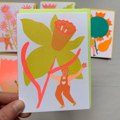 Daffodil - Blooming Risograph Mini Card