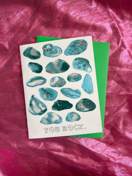 You Rock. Risograph Greeting Card