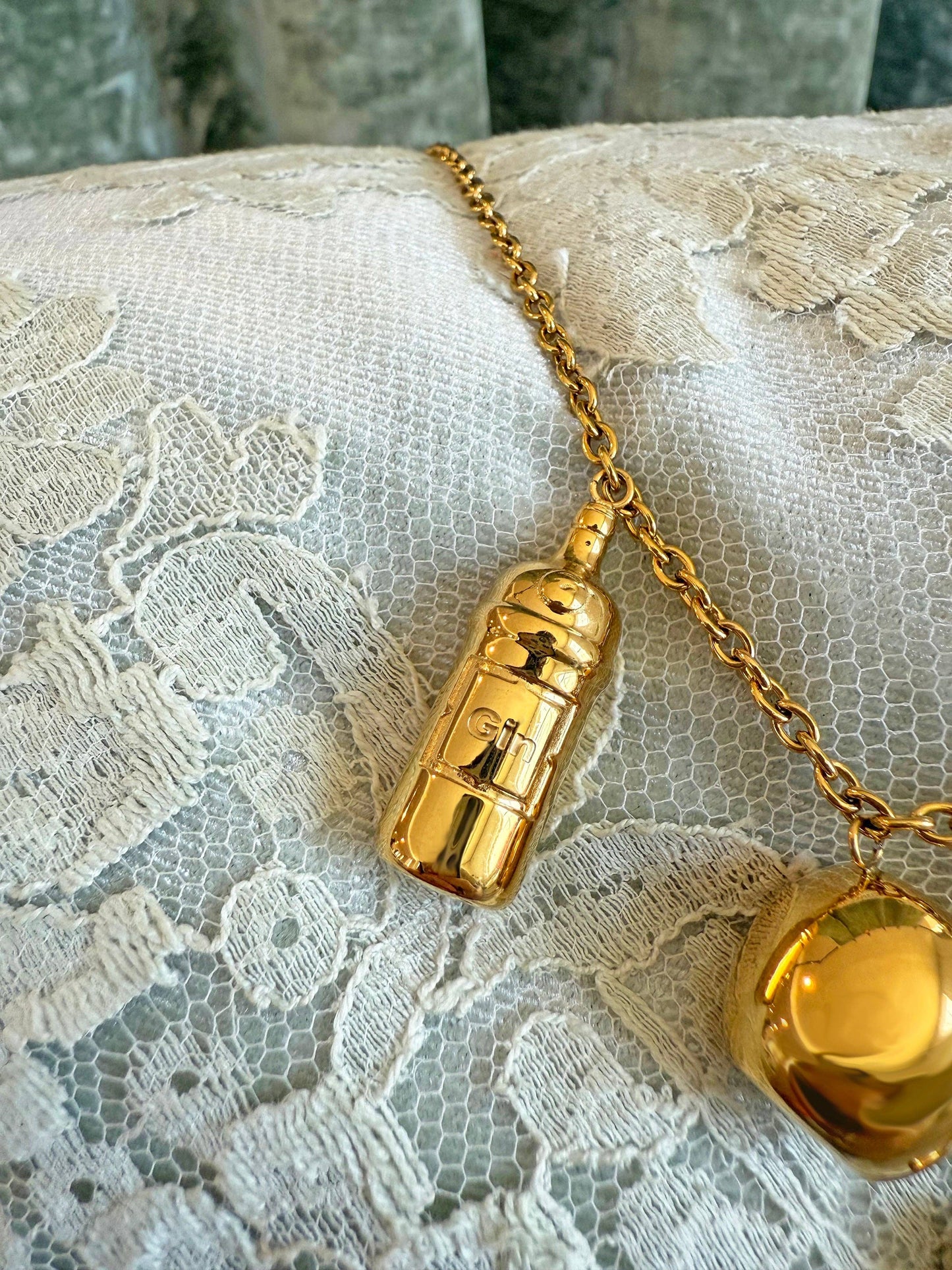 Martini Charm Necklace- Gold