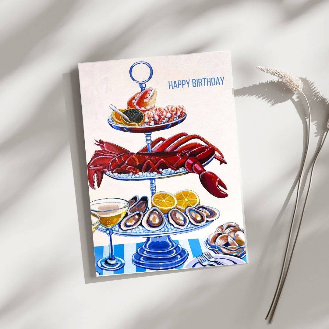 Seafood Tower Birthday Card -Laurel Greenfield Art