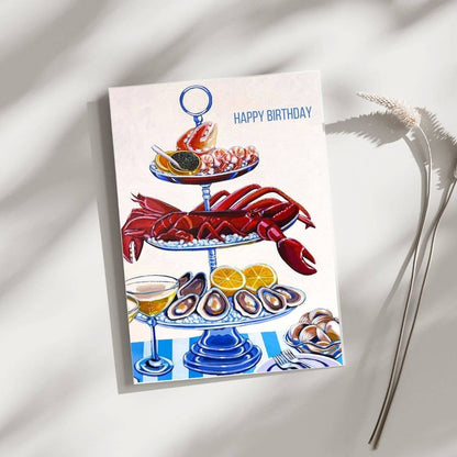 Seafood Tower Birthday Card -Laurel Greenfield Art