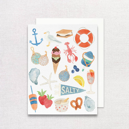 New England Summer Icons Greeting Card