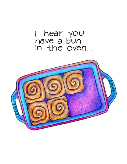 Cinnamon Bun In The Oven Baby Card
