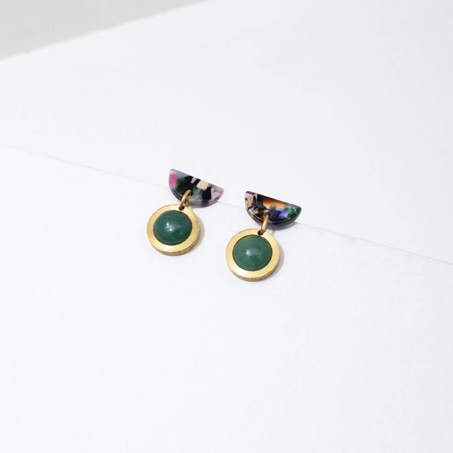 Larissa Loden - Acetate and Green Aventurine Sonia Earrings: Default Title