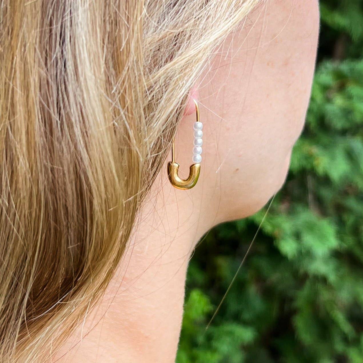 Natalie Clare Collections - Pearl Safety Pins Earrings