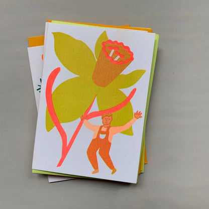 Daffodil - Blooming Risograph Mini Card