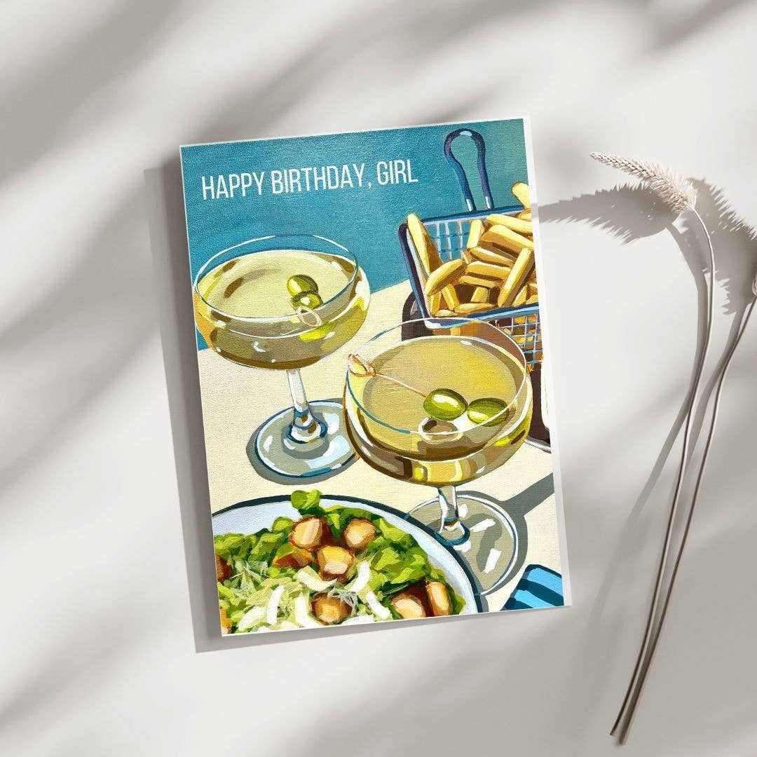 Happy Hour Girl Dinner Birthday Card