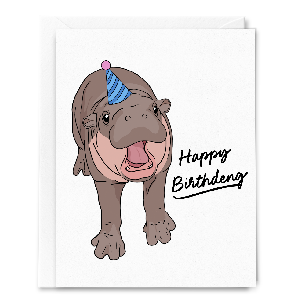Sammy Gorin LLC - Happy Birthdeng Moo Deng Hippo Card