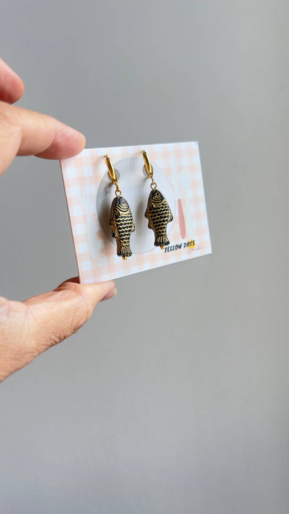 Yellow Dots Studio - Black and Gold Sardine Earrings