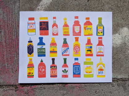 Hot Sauce Risograph Print