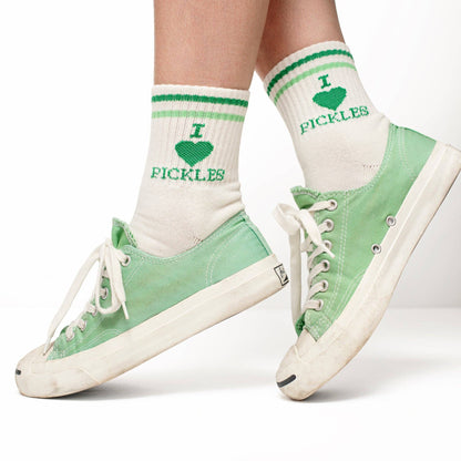 I Heart Pickles Socks: Green