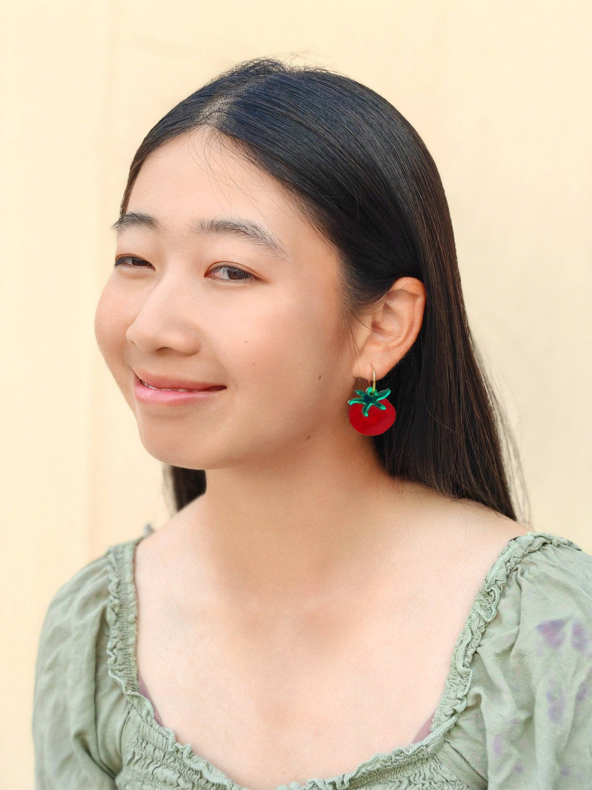 Mismatch Tomato Dangle Earrings- Sunnie Creative