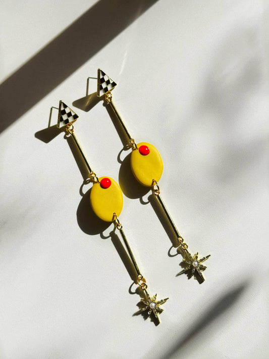 Olives with Checkered Tops Earrings