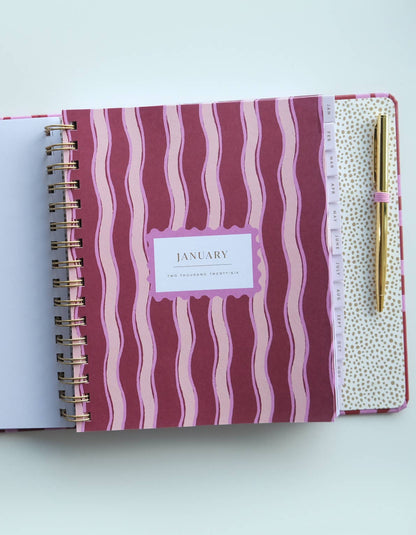 2026 Hardcover Planner, Magenta Squiggle
