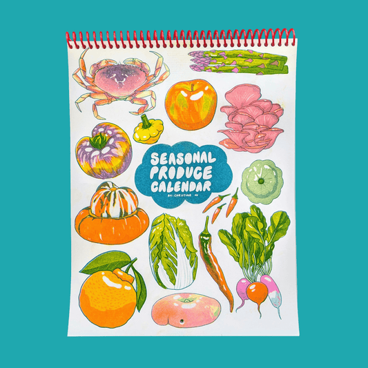 2026 Seasonal Produce Risograph Calendar- Christina Hu