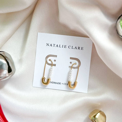 Natalie Clare Collections - Pearl Safety Pins Earrings