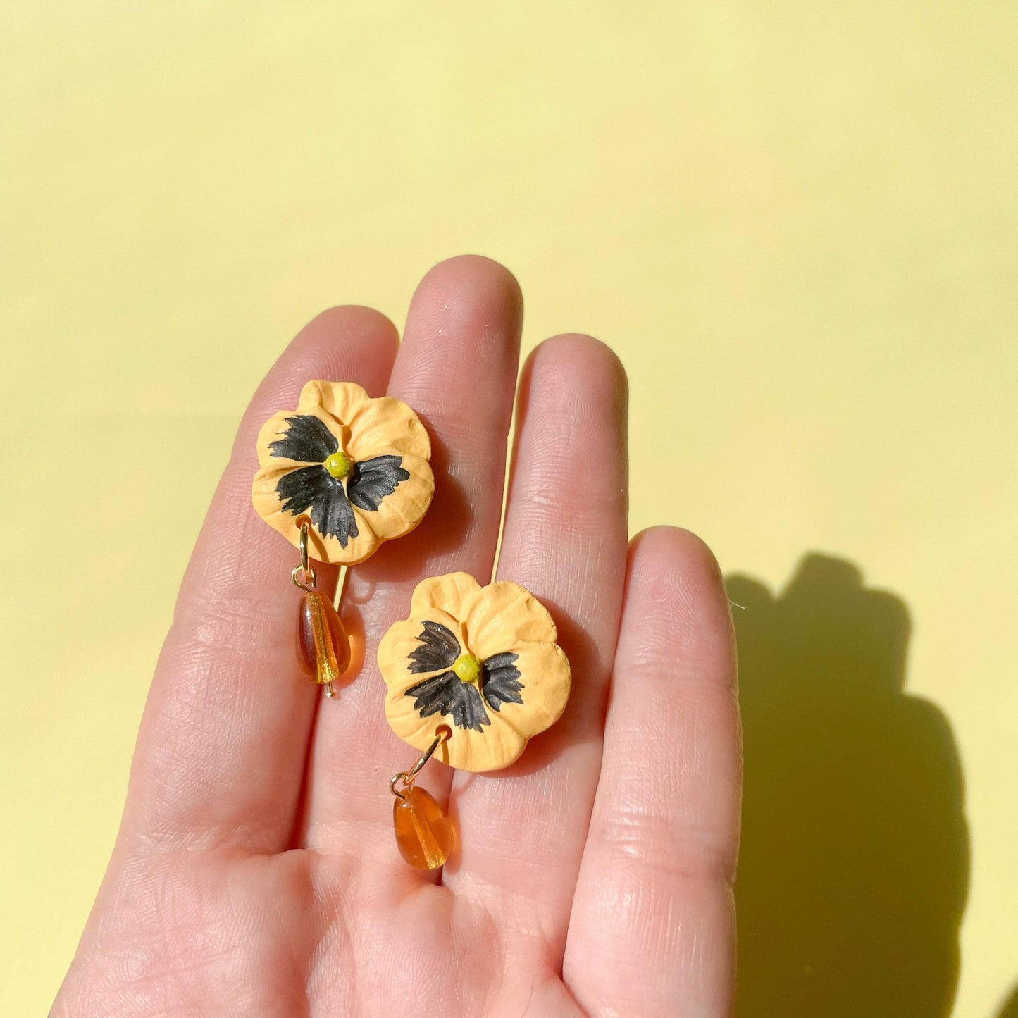 Yellow Pansy Earrings