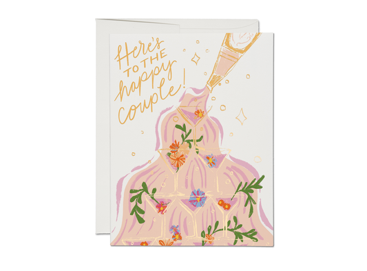 Red Cap Cards - Champagne Fountain wedding greeting card