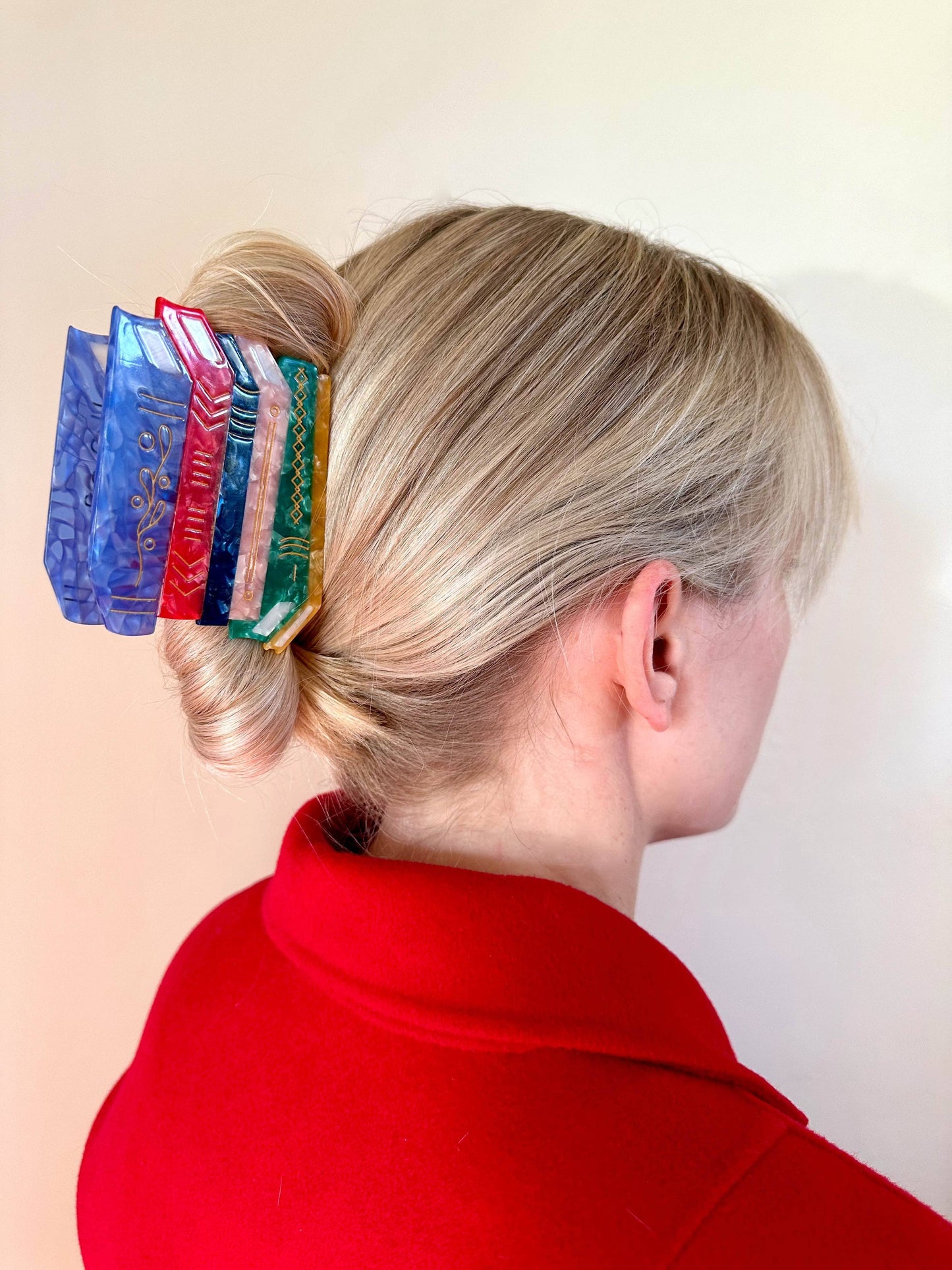 Solar Eclipse - Hand-painted Book Stack Claw Hair Clip | Eco-Friendly: Classic
