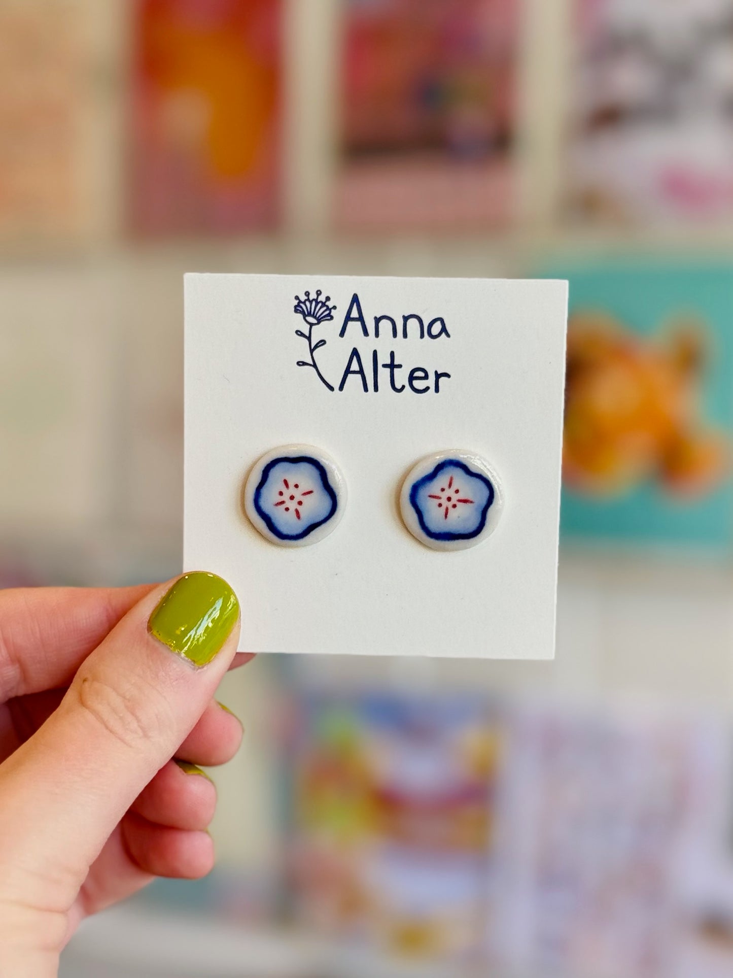 Porcelain Painted Earrings - Anna Alter