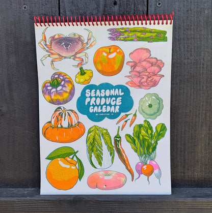 2026 Seasonal Produce Risograph Calendar- Christina Hu