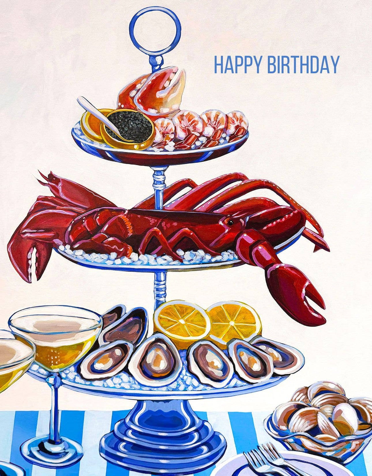 Seafood Tower Birthday Card -Laurel Greenfield Art