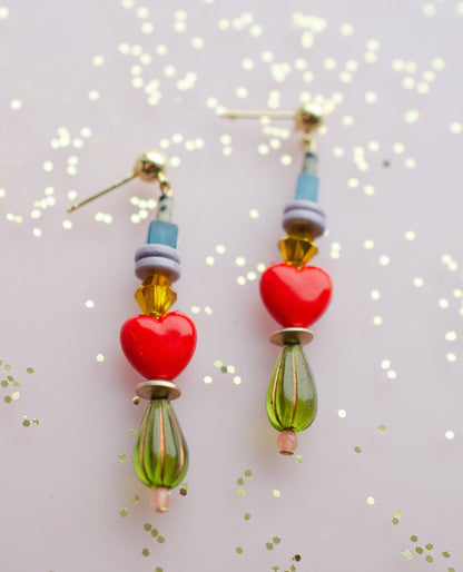 Jill Makes - Beaded Heart Statement Earrings