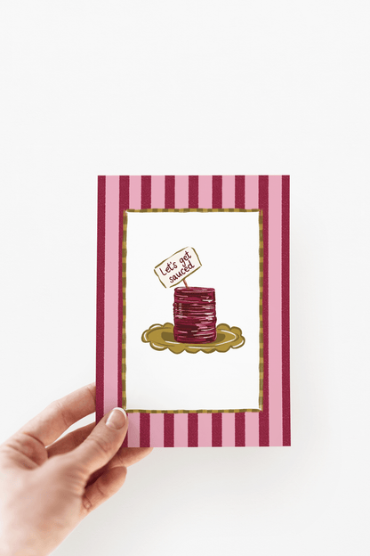 Let's Get Sauced Cranberry Thanksgiving Fall Greeting Card