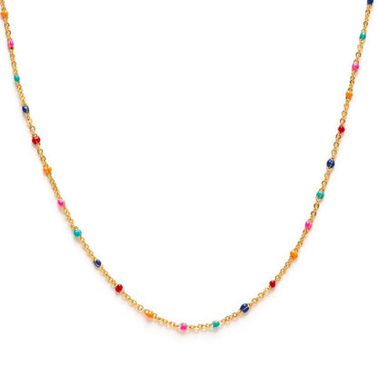 Multi Colored Enamel Chain Necklace