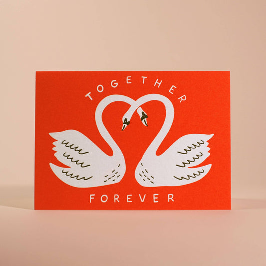 Together Forever Swans Letterpress Greeting Card