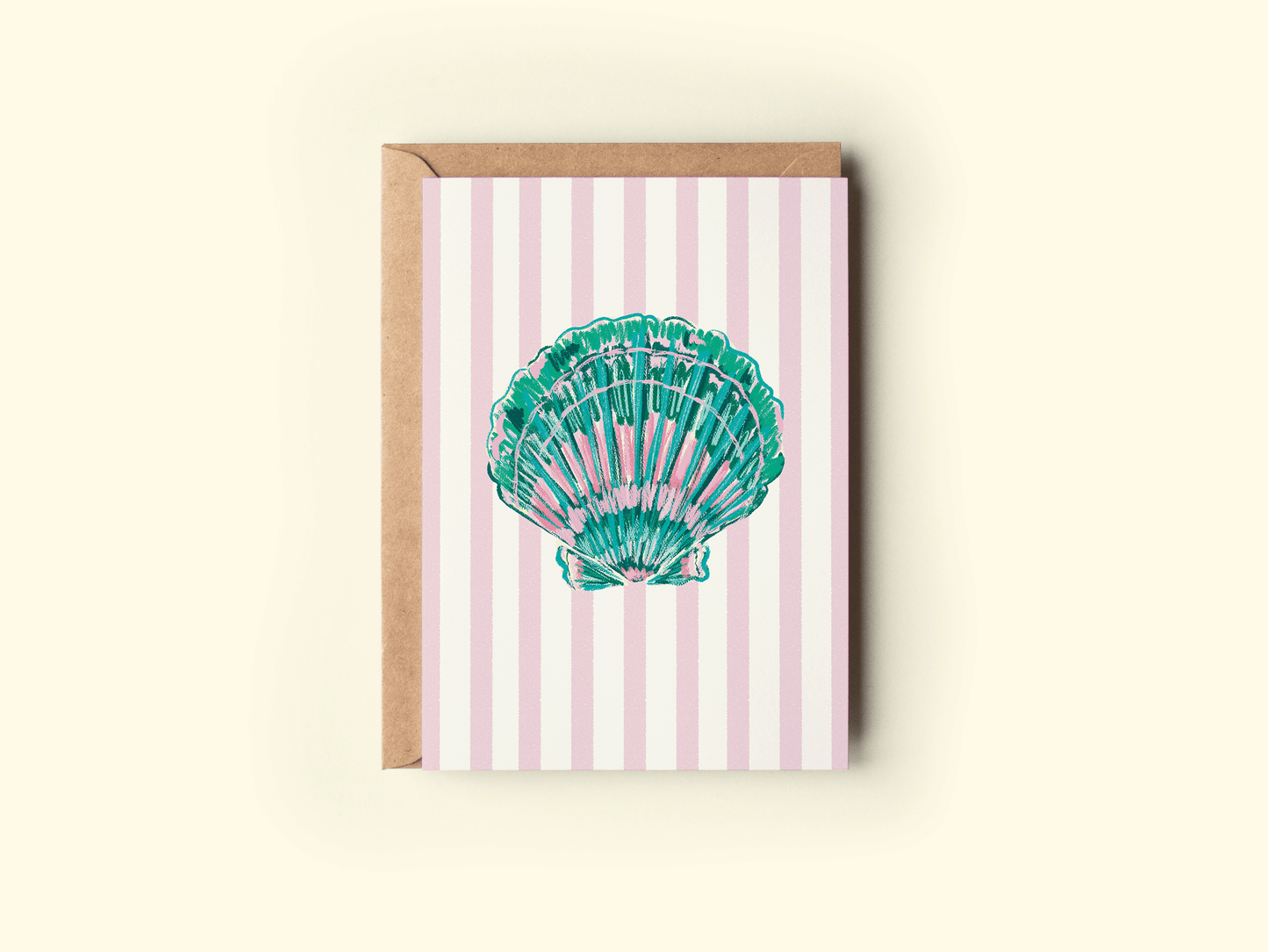 Colorful Seashell Striped Greeting Card