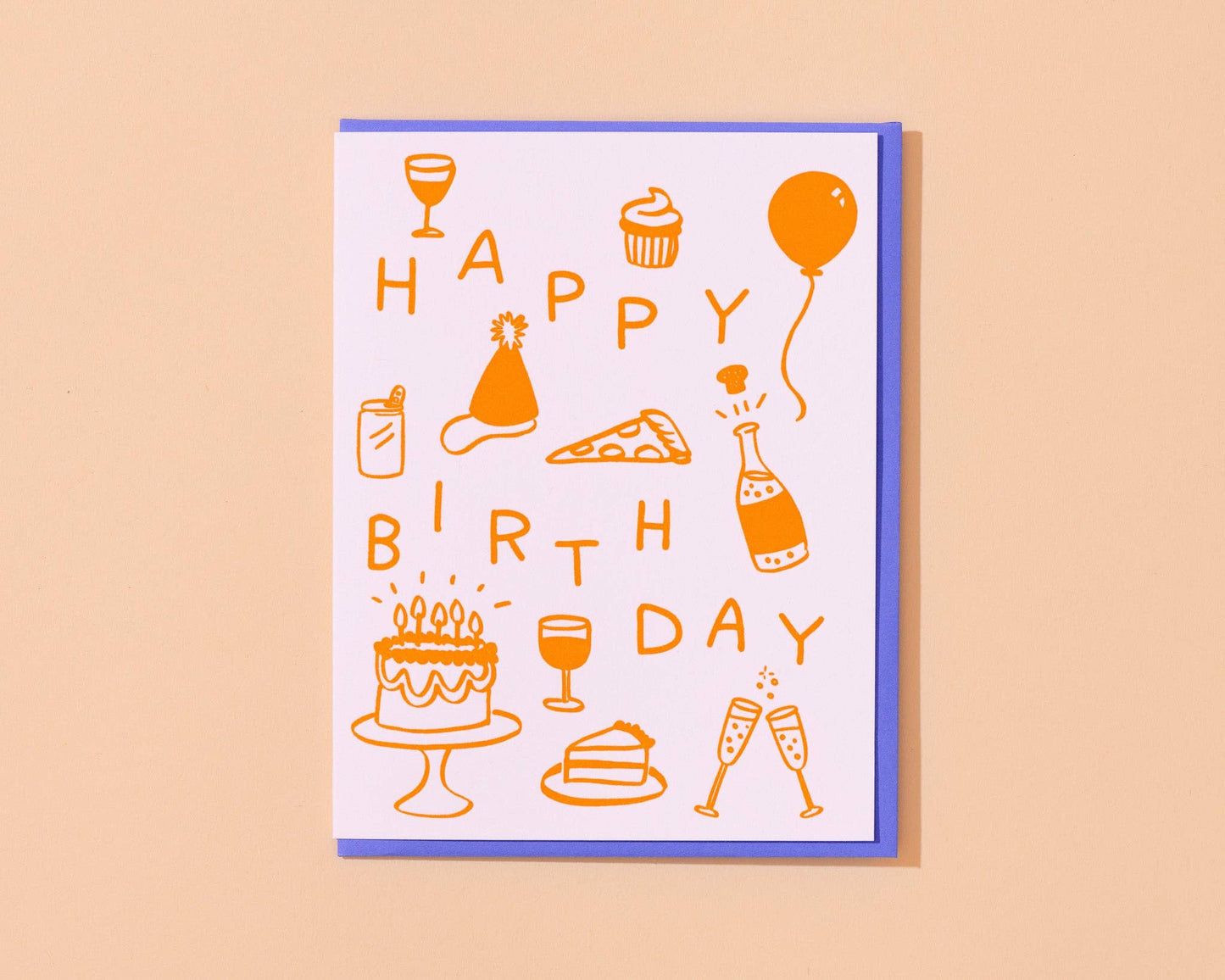 Happy Birthday Icons Letterpress Birthday Card