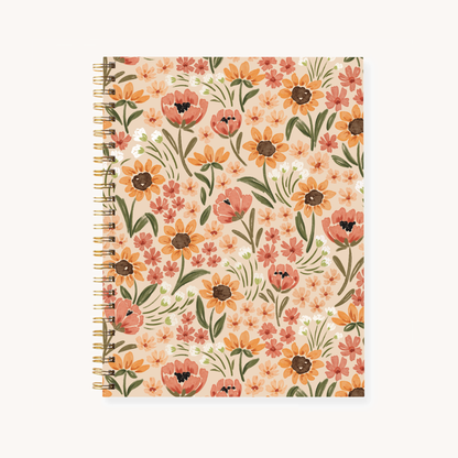 Floral 7x9 Hardcover Spiral Notebook