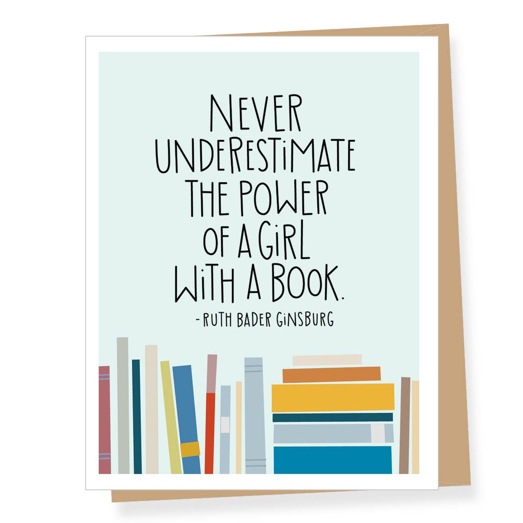 Ruth Bader Ginsburg Girl With a Book Quote Card