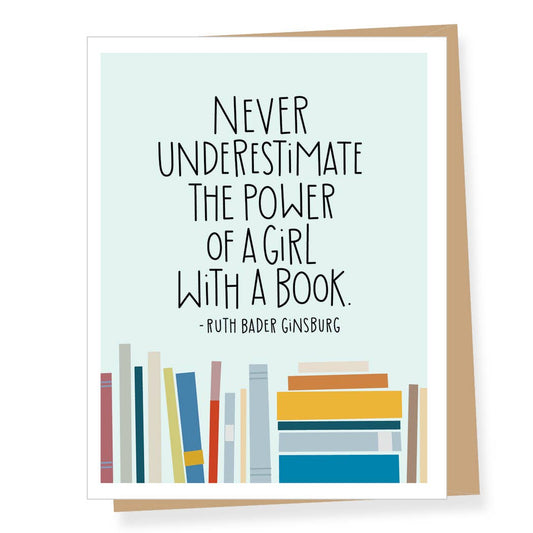 Ruth Bader Ginsburg Girl With a Book Quote Card
