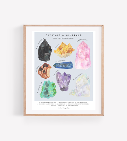 Persika Design Co. - Crystals and Minerals Art Print: 11x14"