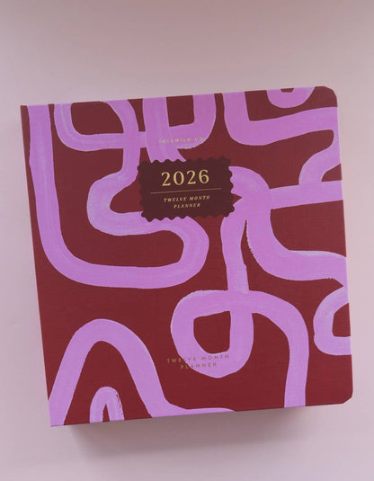 2026 Hardcover Planner, Magenta Squiggle