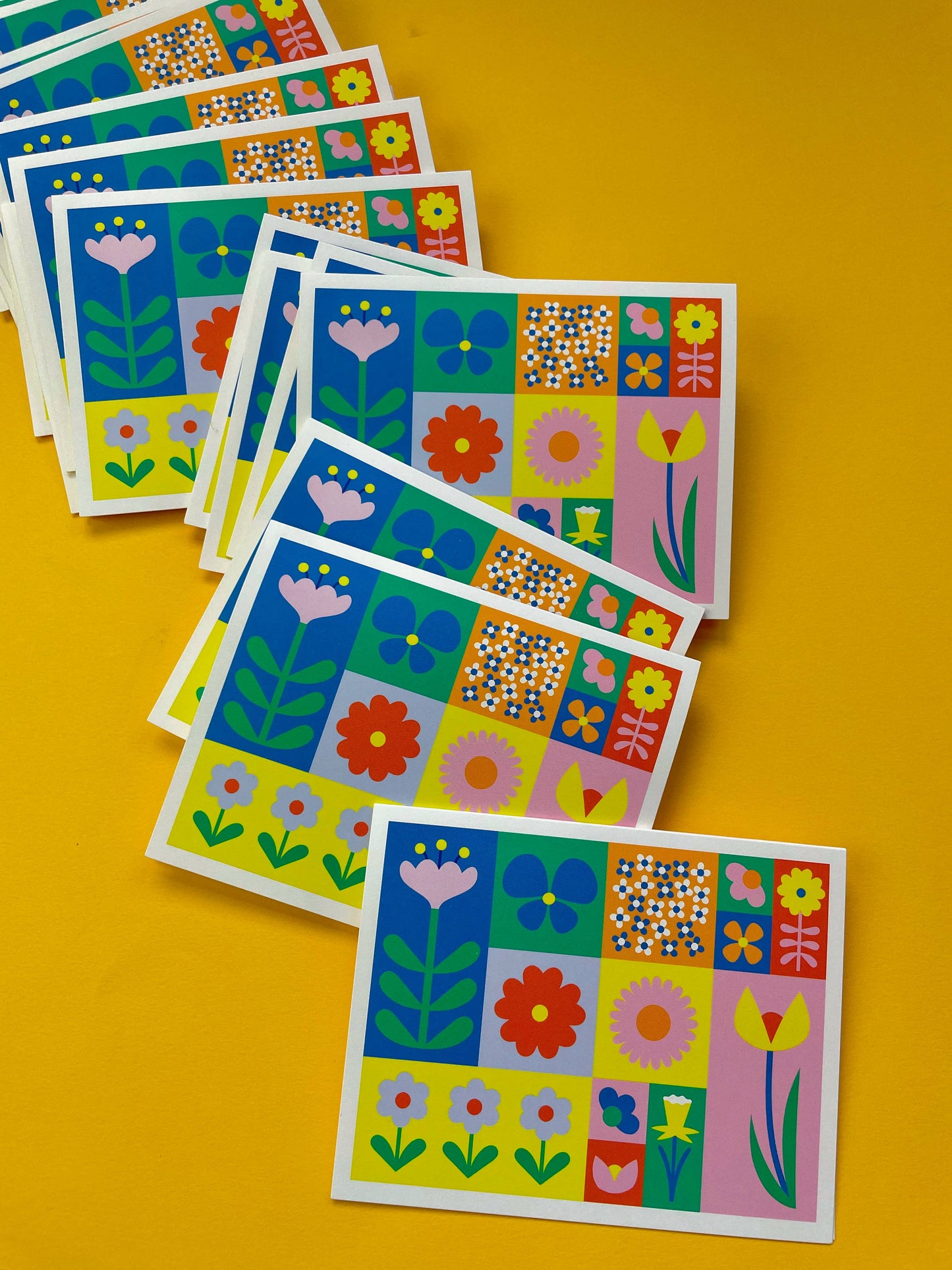 My Darlin' - Flowerblock • Boxed Set of 8 Colorblock Floral Blank Cards