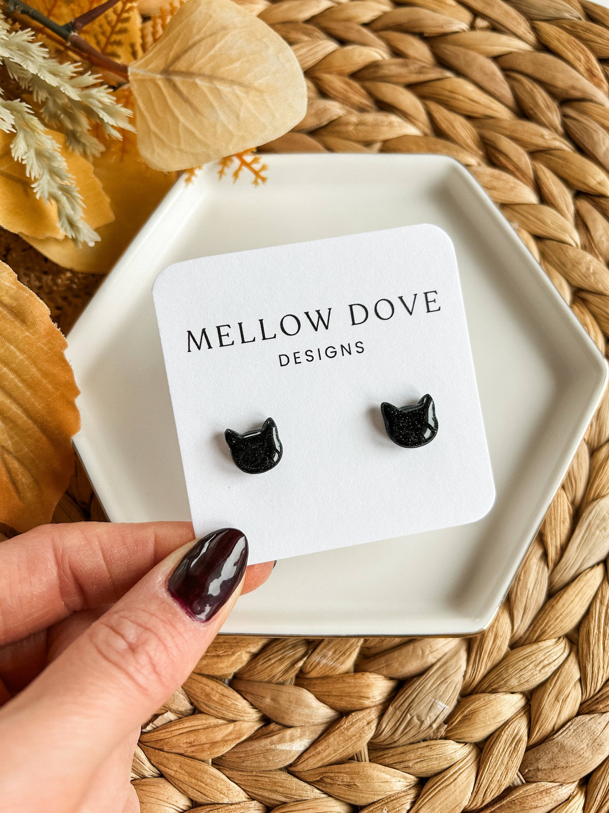 Black Cat Studs- Mellow Dove Designs