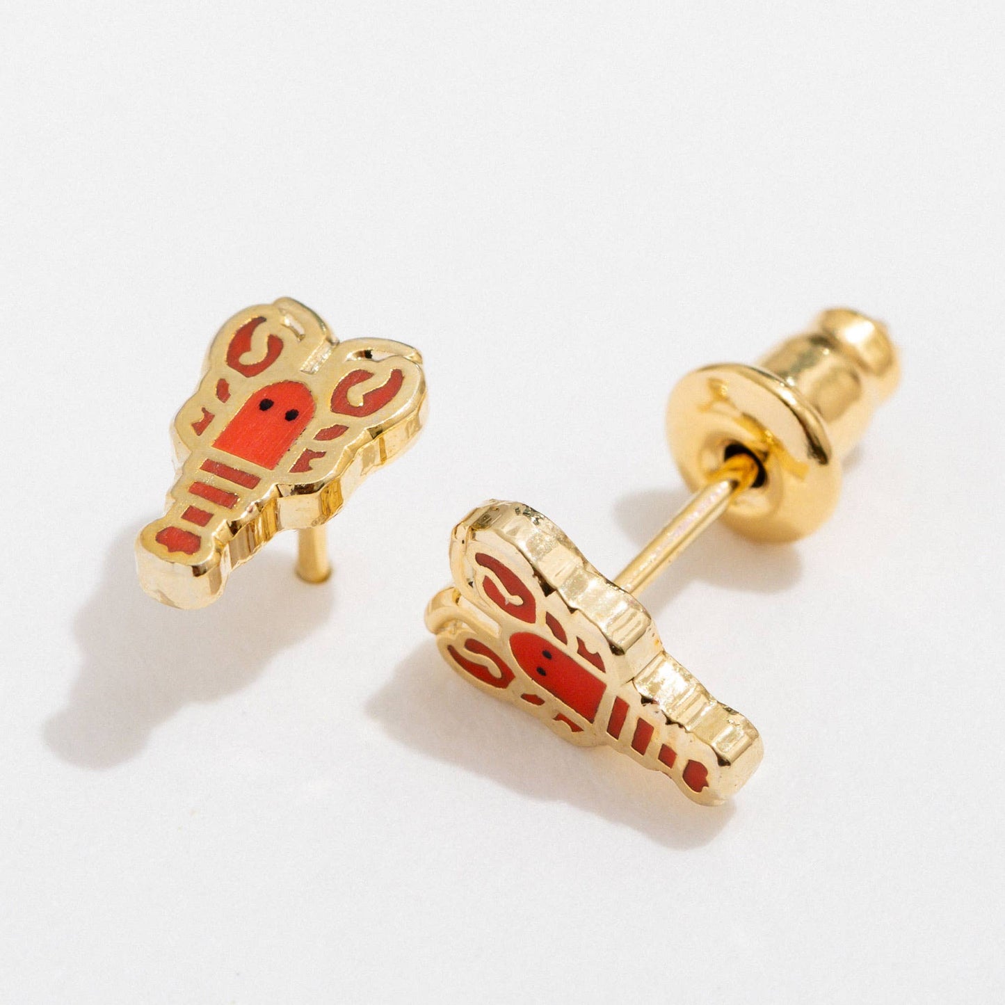 Lobster Enamel Stud Earrings