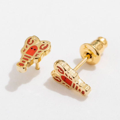Lobster Enamel Stud Earrings